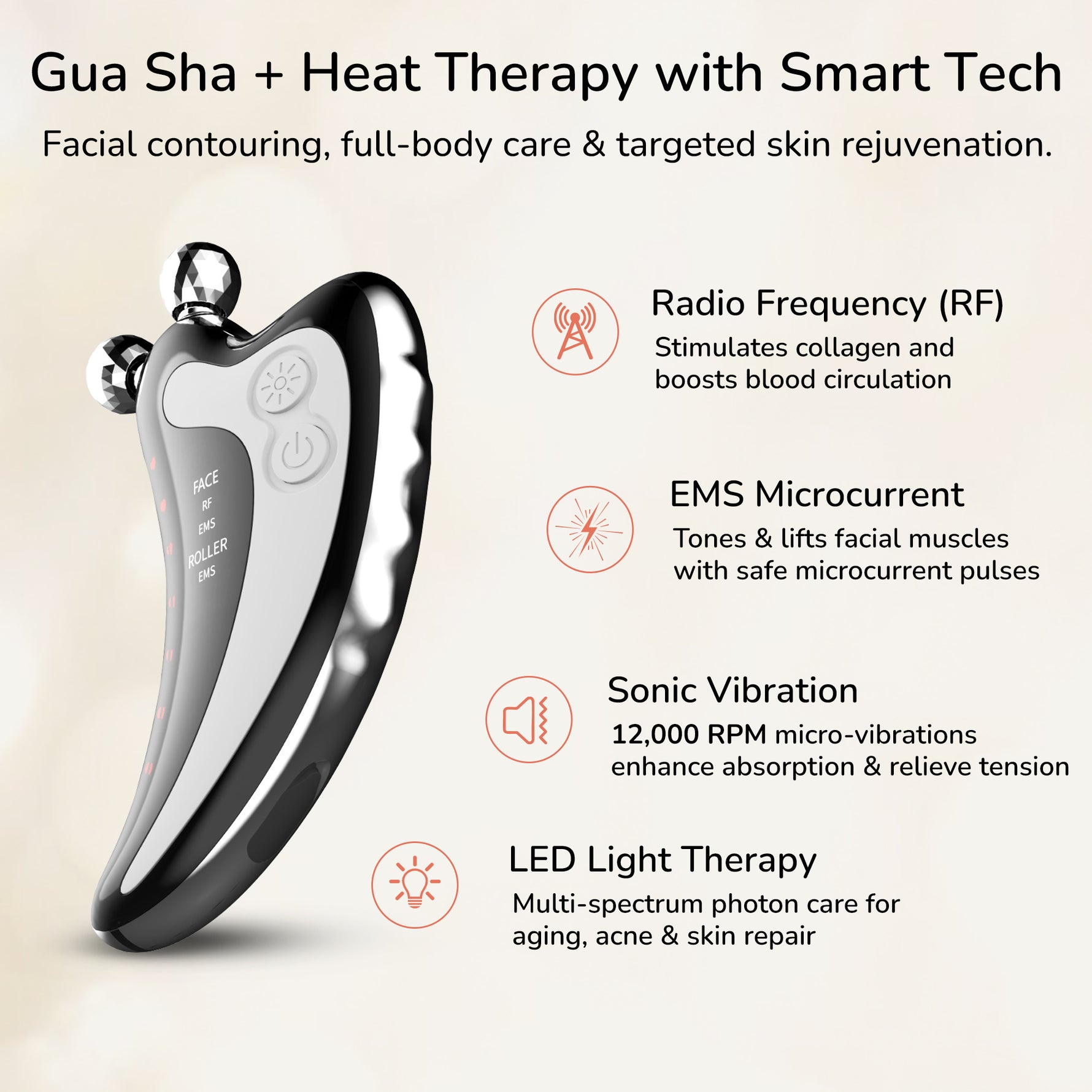 Manimo - Gua Sha + Heat Therapy device with smart tech features.