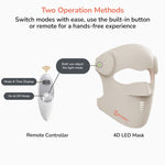 4D LED mask with remote controller and hands free experience operation methods.