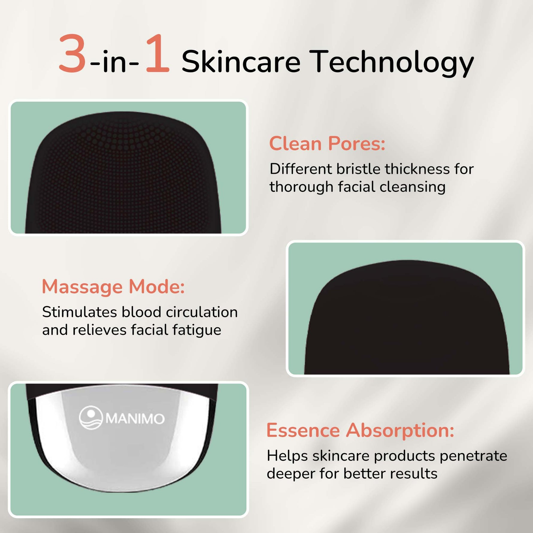 Manimo 3 in 1  skincare Technology 