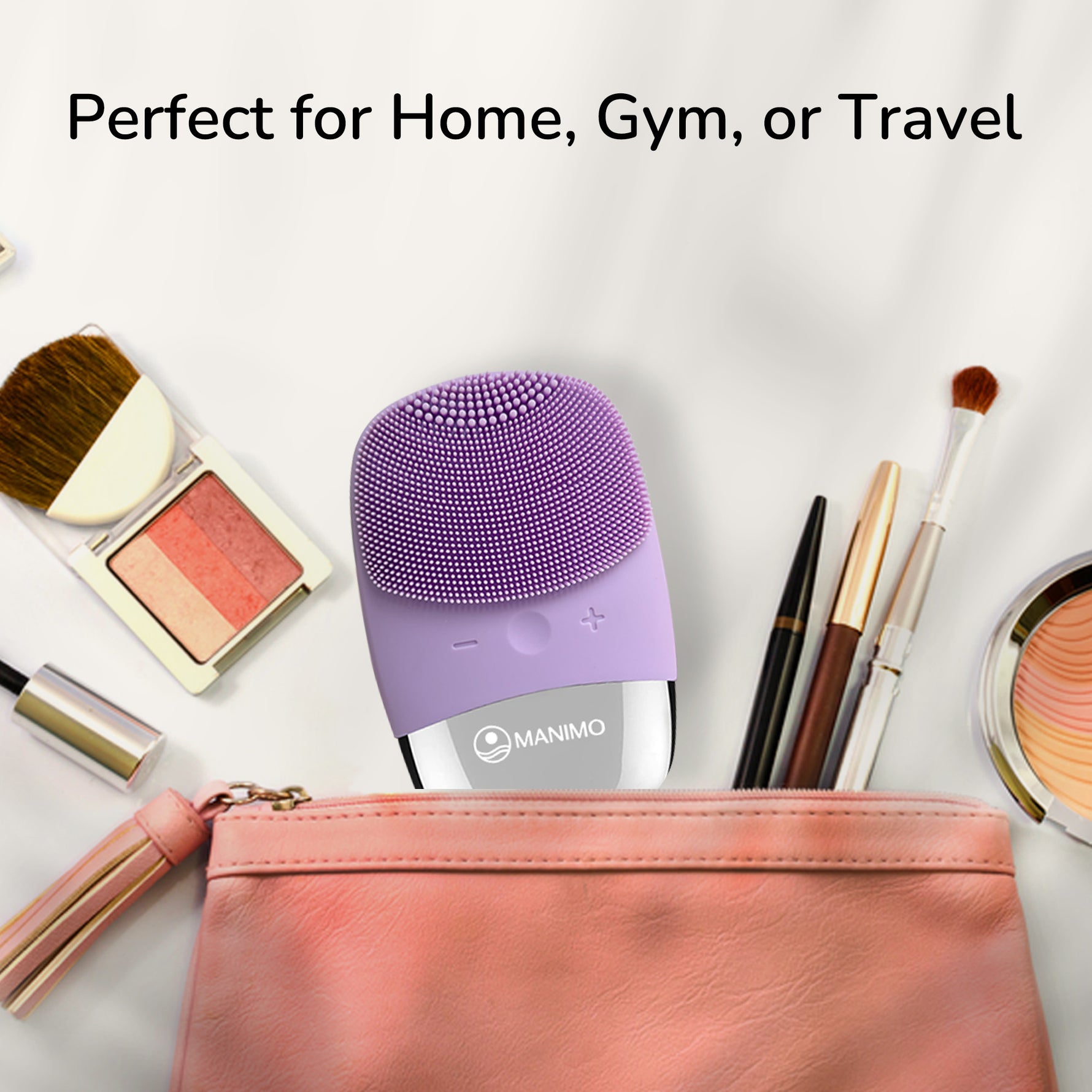 Manimo Facial Cleansing Brush perfect for Home, Gym and Travel.