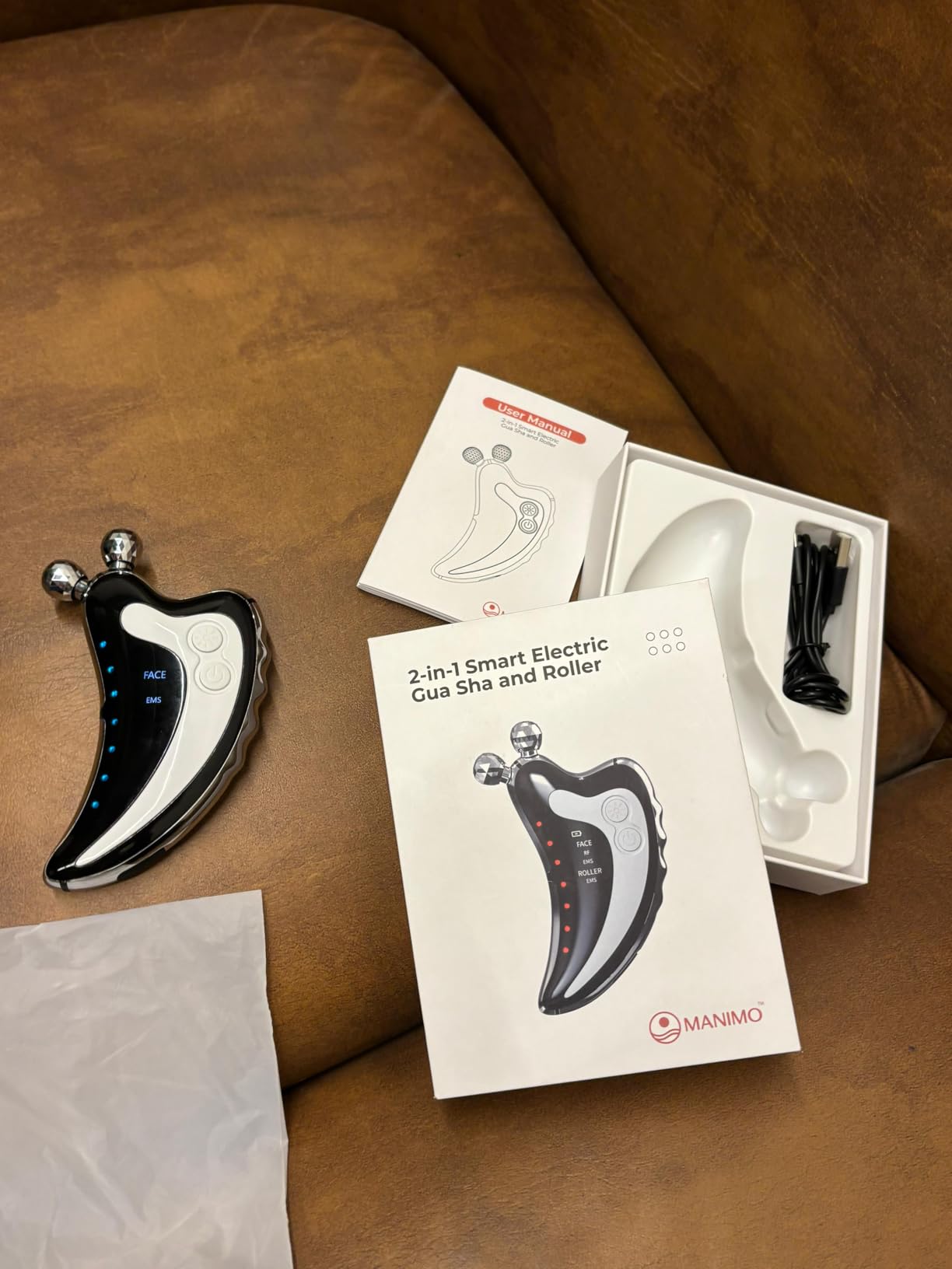 This electric gua sha massager is perfect for busy moms. Two minutes and my skin feels fresh and tight.